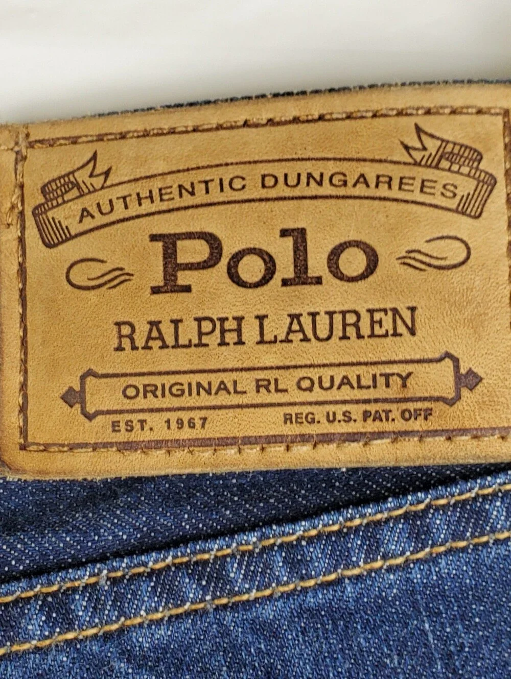 Polo Ralph Lauren Mens Authentic Dungarees Dark Denim Jeans - Size 42 x 32 - EUC